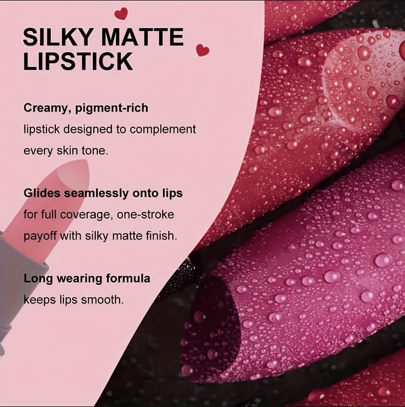 KissICON Vibrant Velvet Matte Lipstick Set – Waterproof Nonstaining