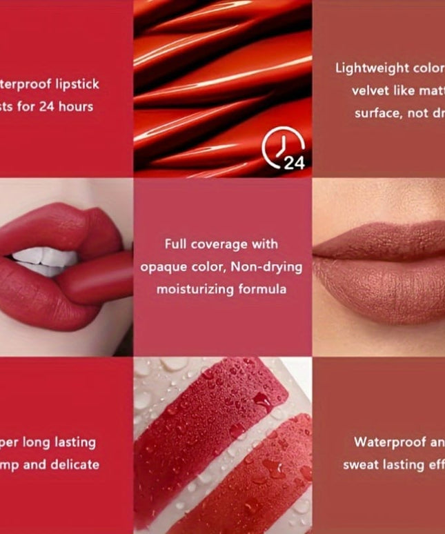 KissICON Vibrant Velvet Matte Lipstick Set – Waterproof Nonstaining