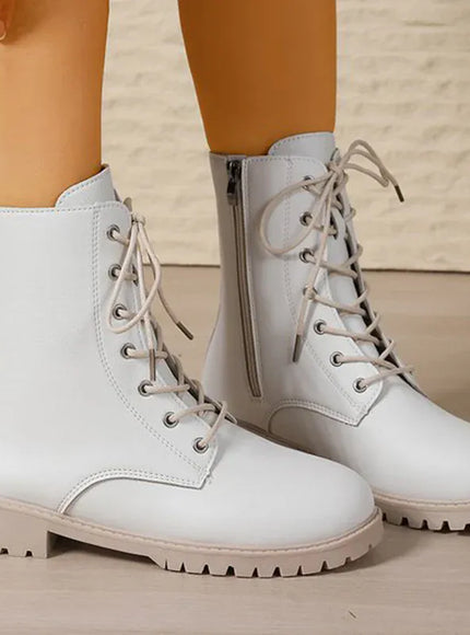 KissICON Vintage Brown Pu Leather Boots for Women Spring