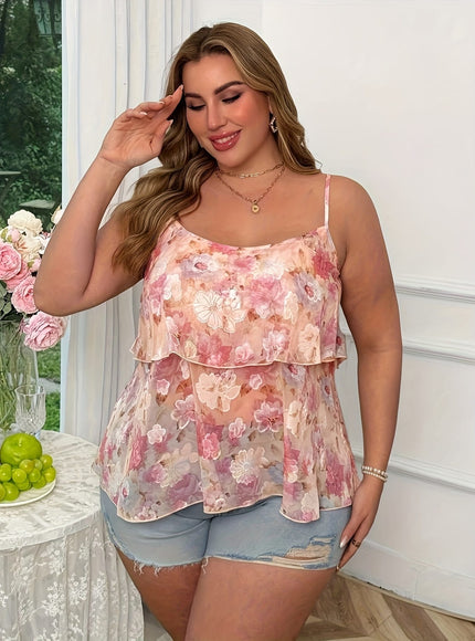 KissICON Vintage Floral A-Line Cami Top for Women -