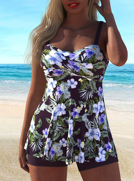 KissICON Vintage Floral Curve Tankini