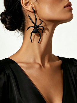 KissICON Vintage Gothic Silver 3D Spider Dangle Earrings