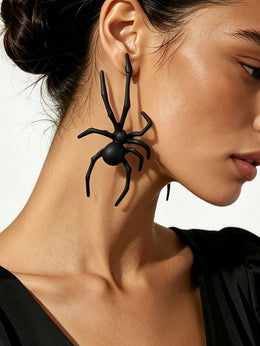 KissICON Vintage Gothic Silver 3D Spider Dangle Earrings