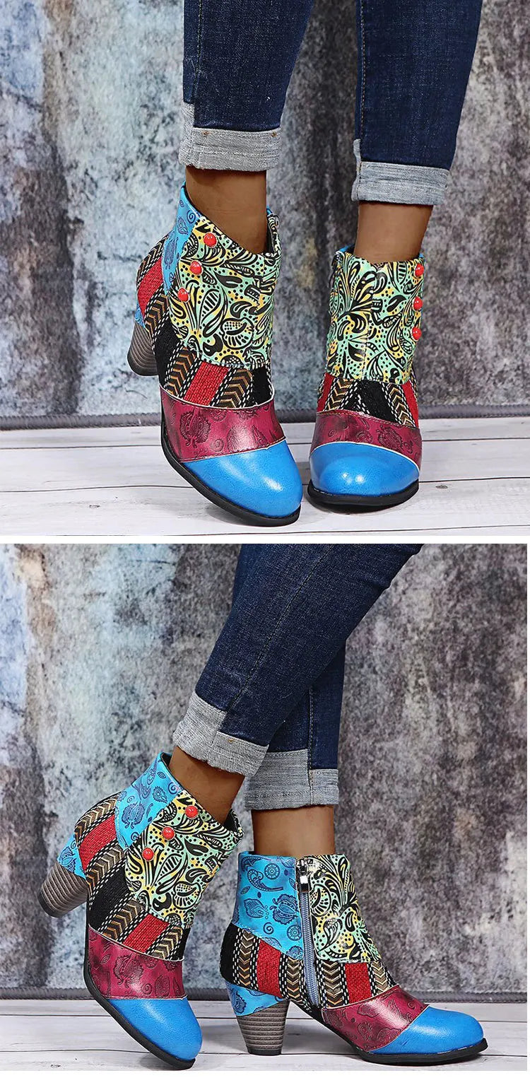 KissICON Vintage Leather Women Boots Bohemian New Female Retro