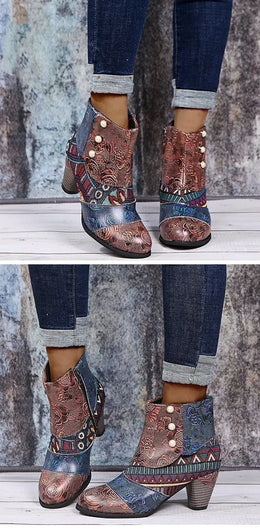 KissICON Vintage Leather Women Boots Bohemian New Female Retro