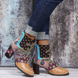KissICON Vintage Leather Women Boots Bohemian New Female Retro