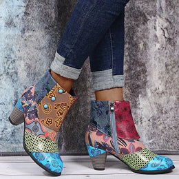 KissICON Vintage Leather Women Boots Bohemian New Female Retro