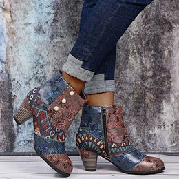 KissICON Vintage Leather Women Boots Bohemian New Female Retro