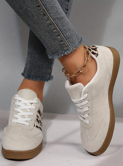 jkthpu-45 Shoes Vintage Stripe Lace-Up Flat Trainers – Women's