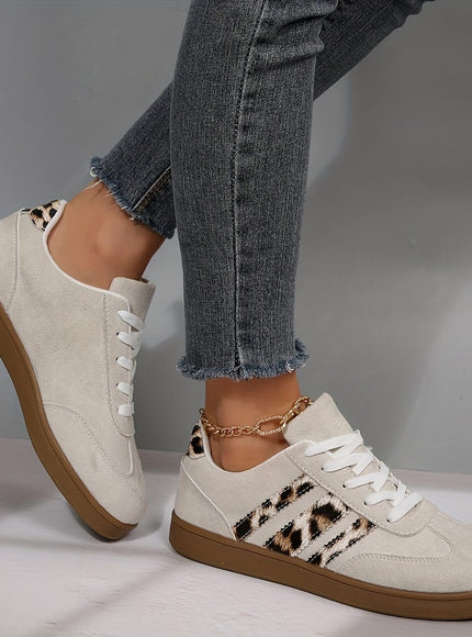 jkthpu-45 Shoes Vintage Stripe Lace-Up Flat Trainers – Women's