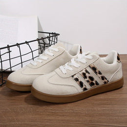 jkthpu-45 Shoes Vintage Stripe Lace-Up Flat Trainers – Women's