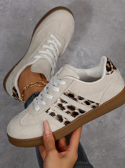 jkthpu-45 Shoes Vintage Stripe Lace-Up Flat Trainers – Women's