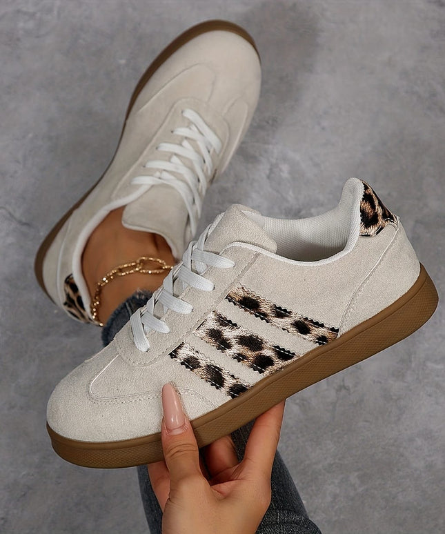 jkthpu-45 Shoes Vintage Stripe Lace-Up Flat Trainers – Women's