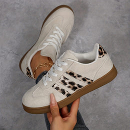 jkthpu-45 Shoes Vintage Stripe Lace-Up Flat Trainers – Women's