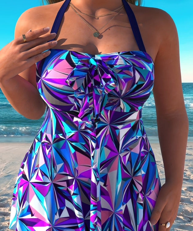 KissICON Violet Blue / UK 18 Curve Vacation Halter Tankini
