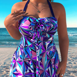 KissICON Violet Blue / UK 18 Curve Vacation Halter Tankini