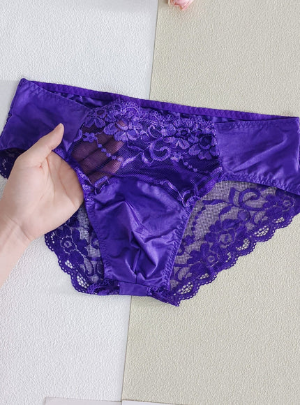 KissICON Violet Blue / UK 40-42 Lace Trim Mesh Briefs – Soft Highelasticity