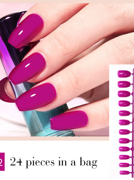 KissICON violet KissIcon LULAA 24Pcs Press On Acrylic Nails Detachable
