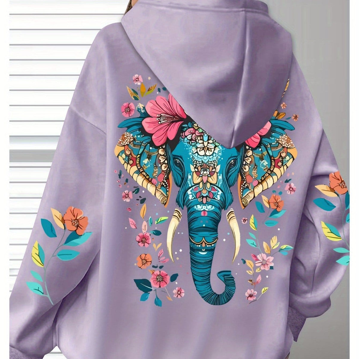 jkthpu-45 Violet / UK 16 Women's Oversized Hooded Sweatshirt - Soft Casual Long
