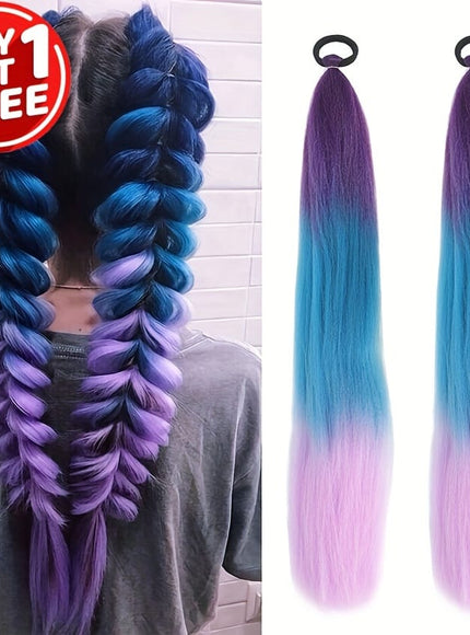 KissICON Violets purple / 26inch Kissicon Synthetic Straight Ponytail Elastic Tie