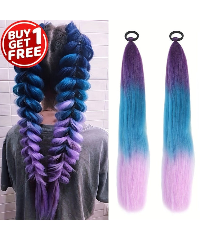 KissICON Violets purple / 26inch Kissicon Synthetic Straight Ponytail Elastic Tie