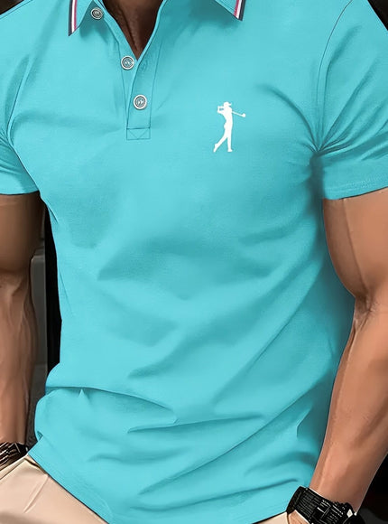 KissICON Viridity / UK 34 SpringSummer Mens Printed ShortSleeve Golf Shirt