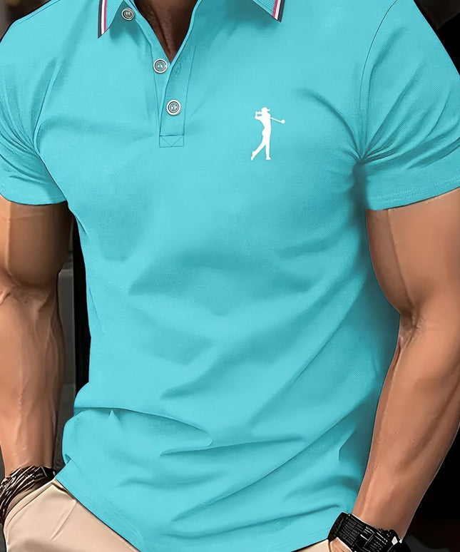 KissICON Viridity / UK 34 SpringSummer Mens Printed ShortSleeve Golf Shirt