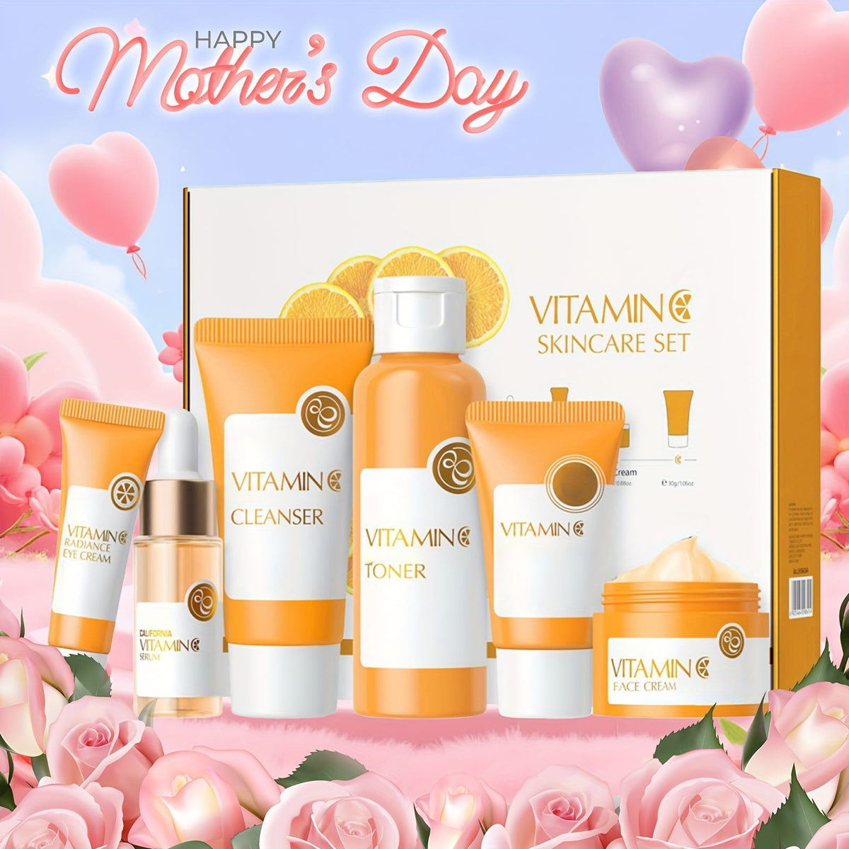 KissICON Vitamin C 6 Pieces One Set KissIcon Vitamin C Skincare Set 5 In 1
