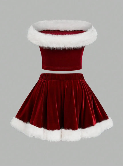 KissICON Viva Relle Curve Sleeveless Christmas Party 2 Pieces Set
