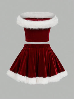KissICON Viva Relle Curve Sleeveless Christmas Party 2 Pieces Set