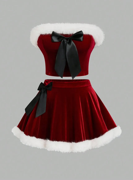KissICON Viva Relle Curve Sleeveless Christmas Party 2 Pieces Set