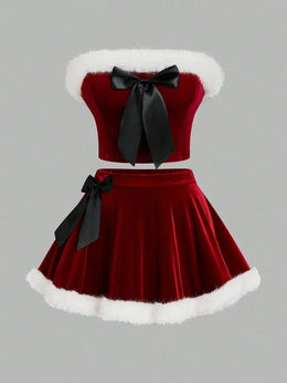 KissICON Viva Relle Curve Sleeveless Christmas Party 2 Pieces Set