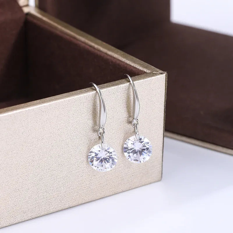 KissICON W Exquisite S925 Silver Earrings for Women Fashion Color Zircon Earrings Red Green White Jewelry Earrings Silver Jewelry