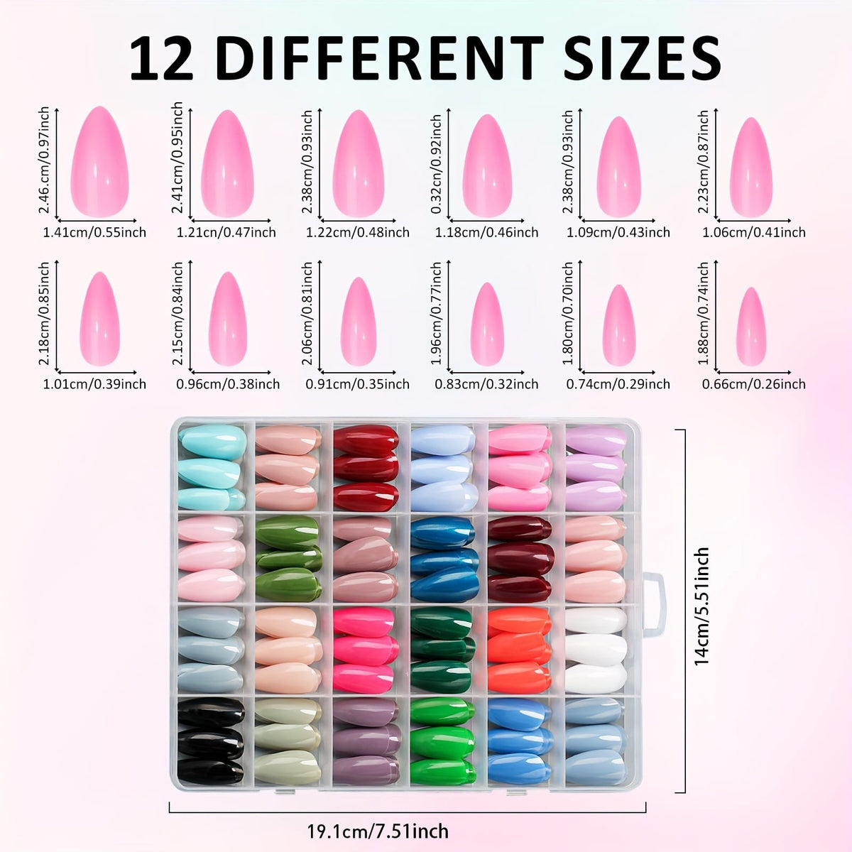 KissICON W013001DP24 KissIcon Shining Nails Almond Press 24 Colors -