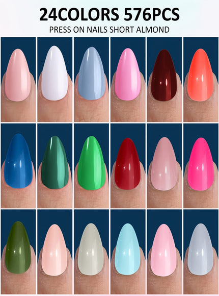 KissICON W013001DP24 KissIcon Shining Nails Almond Press 24 Colors -