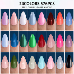 KissICON W013001DP24 KissIcon Shining Nails Almond Press 24 Colors -