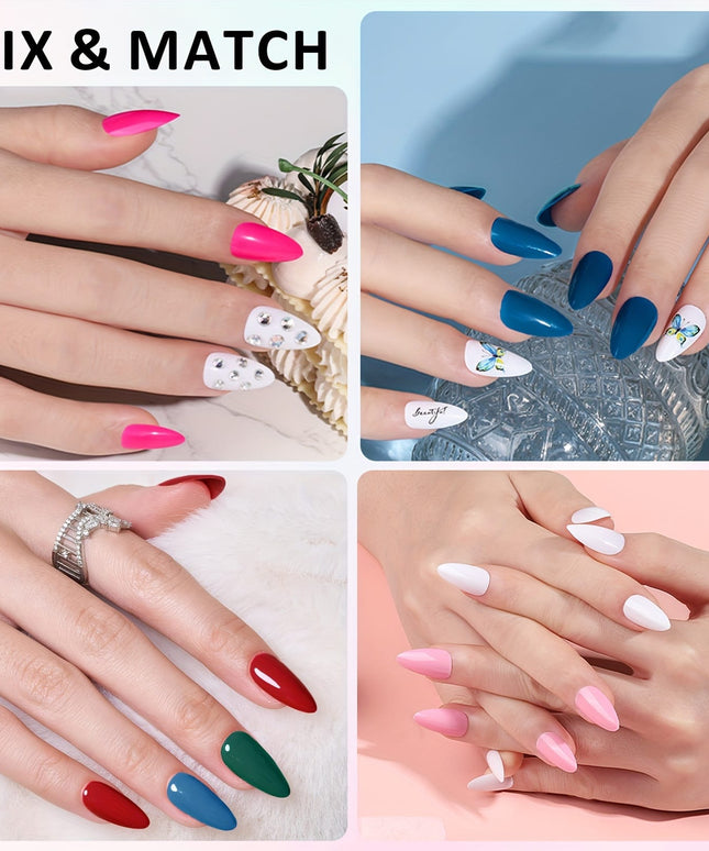 KissICON W013001DP24 KissIcon Shining Nails Almond Press 24 Colors -