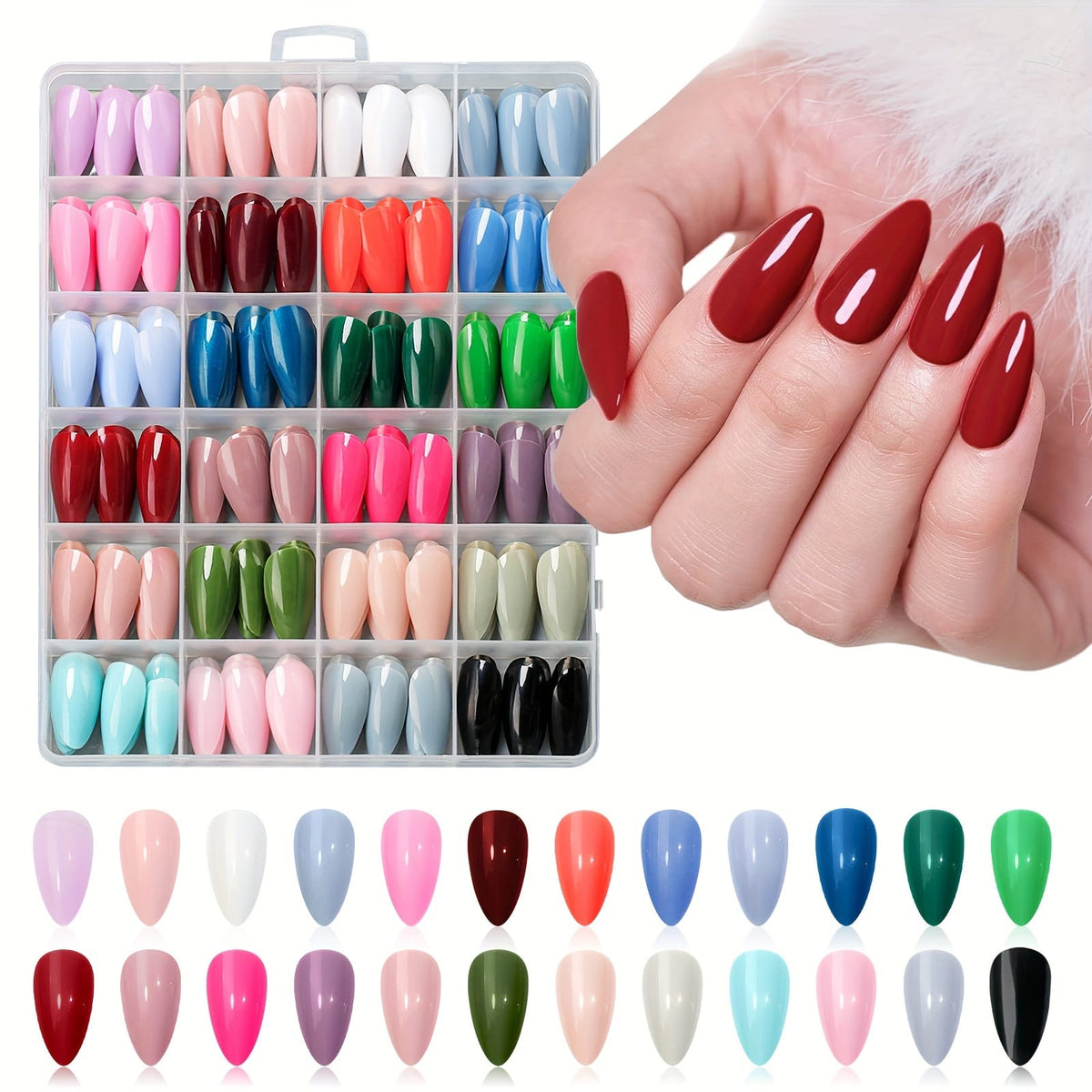 KissICON W013001DP24 KissIcon Shining Nails Almond Press 24 Colors -