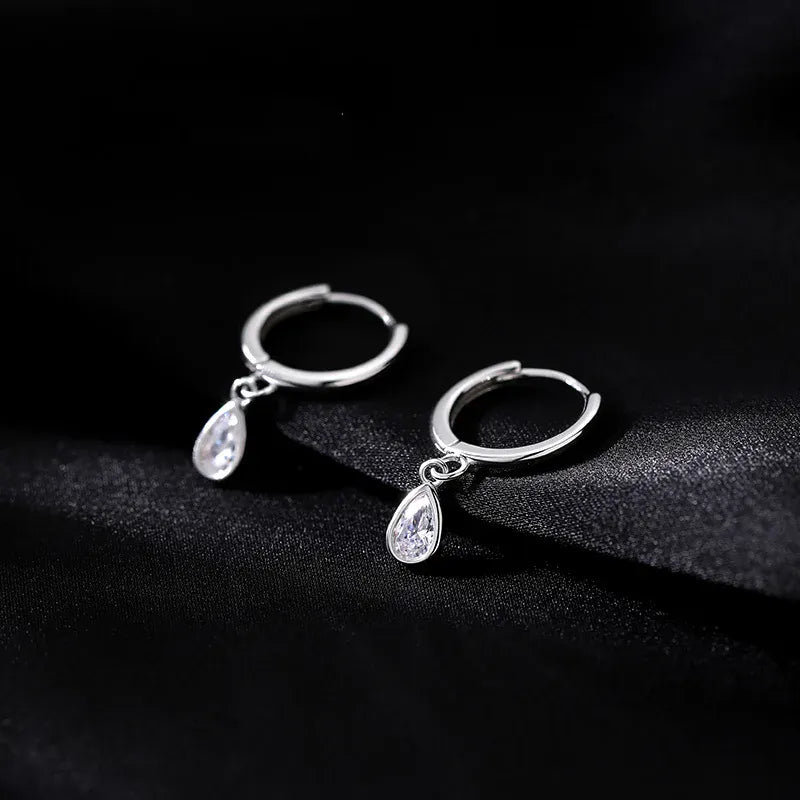 KissICON W0255-S Wholesale 2025 Fashion Water Drop Zircon Hoop Earrings for Women Wedding Party  Simple Style Jewelry Pendientes Accessories Gift