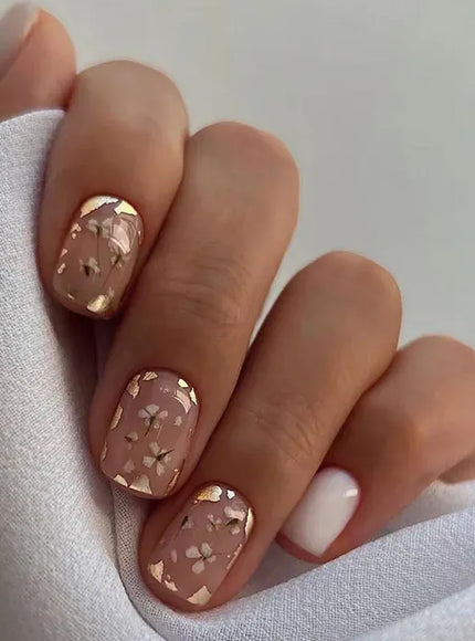 KissICON W985 KissIcon Flower Short Brown Full Cover Nails -