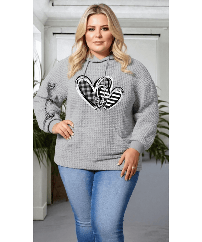 KissICON Waffle Knit Heart Hoodie