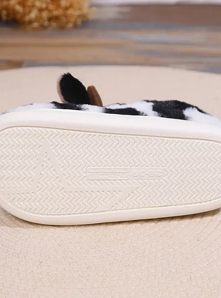 KissICON Warm Fluffy Women's Cow Slippers Winter Bag Heel