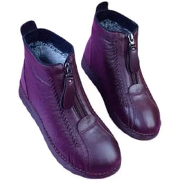 KissICON Warm Women's Boots Winter Women Leather Shoes Zipper