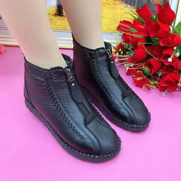 KissICON Warm Women's Boots Winter Women Leather Shoes Zipper