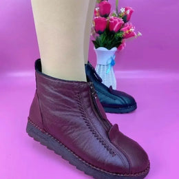 KissICON Warm Women's Boots Winter Women Leather Shoes Zipper
