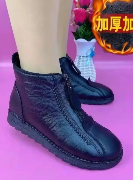 KissICON Warm Women's Boots Winter Women Leather Shoes Zipper