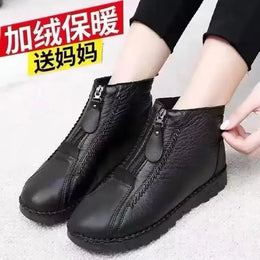 KissICON Warm Women's Boots Winter Women Leather Shoes Zipper