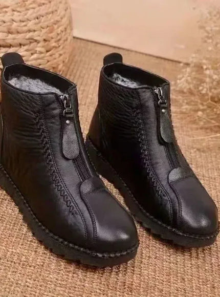 KissICON Warm Women's Boots Winter Women Leather Shoes Zipper