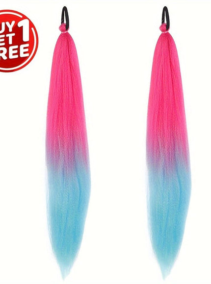 KissICON Watermelon Red / 26inch Kissicon Synthetic Straight Ponytail Elastic Tie