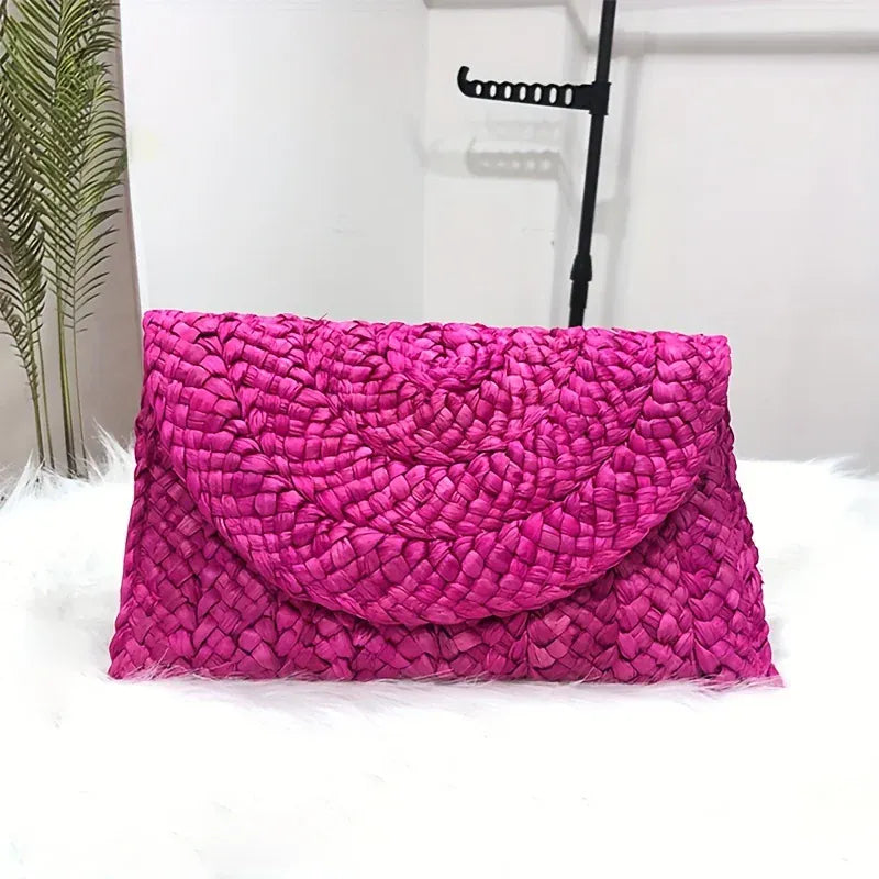 KissICON Watermelon red Fashionable Woven Clutch – Women's Coin Purse